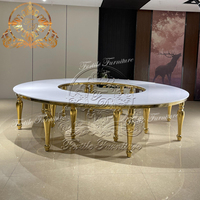 Meubles de banquet pour événements d'hôtels de luxe, banquet, réception, acier inoxydable, table de banquet, table à manger, table de dîner, table en verre noir demi-lune, mariage