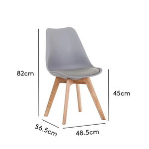 Silla de Comedor Nórdica de Madera Maciza con Asiento Tapizado Blanco para Sala de Estar, Uso Adulto - Product Image 5