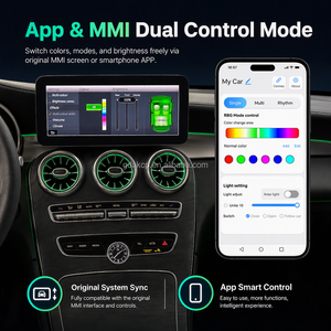 Kit d'éclairage intérieur de <span class=keywords><strong>voiture</strong></span> 64 couleurs LED <span class=keywords><strong>pour</strong></span> Mercedes Benz Classe C W205 GLC X253, contrôle par application et MMI, 100% Plug & Play - Product Image 4