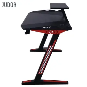 Judor โต๊ะเล่นเกม Pc คอมพิวเตอร์ดีไซน์เก๋,โต๊ะเล่นเกมโต๊ะเล่นเกมพร้อมไฟ LED