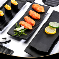 Vaisselle de restaurant Assiette rectangulaire noire de 9 pouces pour servir le sushi Écologique en mélamine de qualité alimentaire