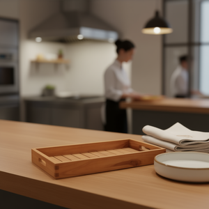 Bandeja de Servir de Madera Maciza de Teca de 23.6x13.8 Pulgadas, Grado Comercial para Uso en Restaurantes - Product Image 2