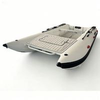 Bateau semi-rigide catamaran en aluminium de 3,8 m, Mehler PVC, 6 personnes, avec plateforme de pêche à l'avant pour la pêche à la dérive, fournisseur chinois pour commandes en gros