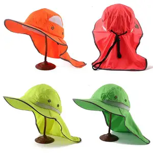 Uomini Packable Regolabile Ad Alta Visibilità Sole Cappello con Collo Flap Tesa Larga Boonie Del Cappello Della Protezione Della Benna