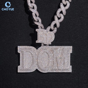 <b>Custom</b> Men's Hip Hop Iced Out Moissanite Letter <b>Name</b> Pendant 925 Silver Rhodium Plated Charms Pendant <b>Necklace</b> Party Wear - Product Image 6