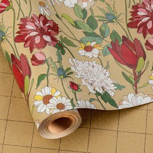 Wildflowers <b>Wrapping</b> <b>Paper</b> Roll 17 Inch X 16.5 Feet Kraft Floral Gift Wrap Eco Friendly Craft Packaging <b>Paper</b> - Product Image 1