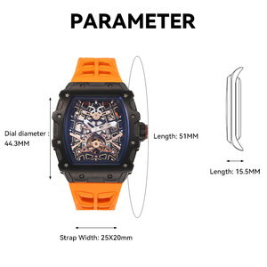 <span class=keywords><strong>Orologio</strong></span> Meccanico <span class=keywords><strong>Automatico</strong></span> Scheletrato in Acciaio Inox Personalizzato, Placcato Nero, 3ATM, con Cinturino in Gomma per Uomo e <span class=keywords><strong>Donna</strong></span> - Product Image 6