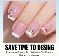 AILLSA OEM Personnalisé 180 pièces/boîte 15 Tailles NUDE Medium Coffin Carré Ovale Soft Gel Full Cover French Tip Nail Tips White Smile