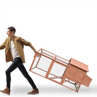TIANYI Luxe Extérieur Cour Poulailler En Bois Mobile Poulailler Poulailler Nid Roues Métal Maille Pet Carrier Animal