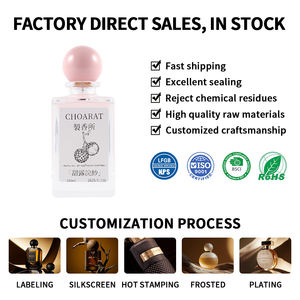 Flacon de parfum de luxe pour femme en gros, 50 ml, transparent, élégant, rose, flacon de parfum en verre carré avec emballage boîte - Product Image 6