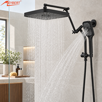 Ensemble de douche moderne pour salle de bain, avec pommeau de pluie suspendu de 10 pouces, mitigeur double poignée en acier inoxydable avec valve en céramique et douchette à main