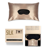 2022 Máscara de Ojos de seda de etiqueta privada personalizada y funda de almohada de lujo 100% máscara de Ojos de seda de morera y funda de almohada con caja