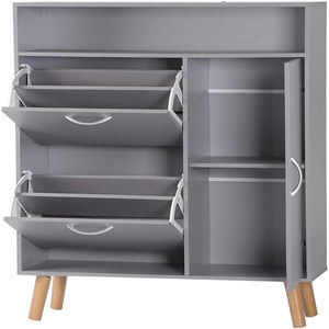 Estante de exhibición de madera resistente al agua para zapatos, <span class=keywords><strong>armario</strong></span> con puertas de 2 niveles, grande y moderno - Product Image 4