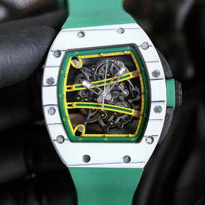 Reloj Mecánico Automático de Lujo para Hombre, con Caja de Fibra de Carbono en Forma de Barril, Correa de Goma, Resistente al Agua, Deportivo - Product Image 1
