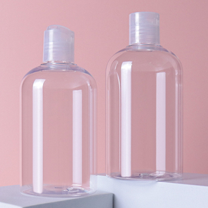 Spot Transparent Luxe <span class=keywords><strong>Minimaliste</strong></span> Cosmétiques Rond Shampooing Corps Lait Presse Flip En Plastique Pompe Tête Bouteilles - Product Image 1