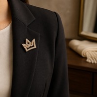 Diamant alliage de Zinc couronne broche petit costume veste broche pour Socialite vêtements lavable métal nouveau Style de personnalité de la mode