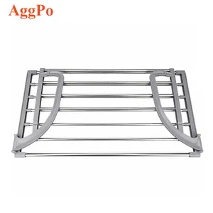 Stainless Steel Foldable Drying Rack Window Balcony Indoor Radiator Hanger Shoe Shelf Punch-free Clothes Laundry Drying Rack