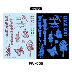Blue Neon Eco-Friendly Paper Henna Tattoo <strong>Stickers</strong> Glow-in-Dark Temporary Body &amp; Face Application 148x210mm Lasting 3-7 Days - Product Image 6