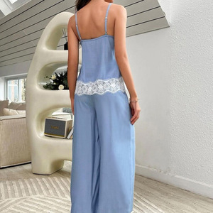 <span class=keywords><strong>Ensemble</strong></span> de pyjamas personnalisés en satin pour femmes en soie populaires de printemps pyjamas de nuit vêtements de nuit pour femmes 2024/ - Product Image 5