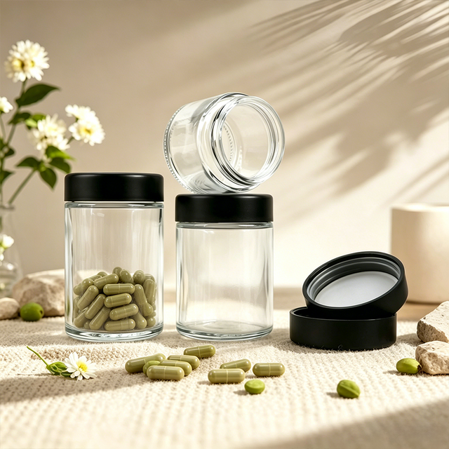 Food Grade Glass Bottle 30ml 60ml 90ml for Capsule Pill Supplement Medicine Support Colour Customization