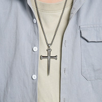 Collier Pendentif Croix Chrétienne Vintage en Acier Inoxydable, Style Punk, pour Hommes, Vente en Gros