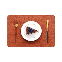 Set de table carré en cuir gaufré double face de luxe léger, imprimé en relief, pour restaurant, hôtel, promotionnel, cadeau d'entreprise
