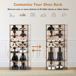 Durable 7-Tier Wooden Vertical <b>Shoe</b> <b>Rack</b> Multi-functional Front Door <b>Storage</b> <b>Shoe</b> Cabinet for Living Room Use Adjustable Spaces - Product Image 4