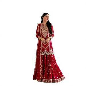<b>PRESENTED</b> FOR THIS SEASON OUR NEW MIRROR LACE WORKED GOWN PAIR WITH REAL MODLING - Product Image 1
