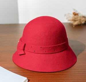 A121203 Chapeau de pêcheur Hepburn vintage avec nœud Chapeau Fedora élégant et polyvalent Offre Spéciale chapeau en feutre de laine 100% - Product Image 2