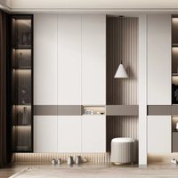 Mueble Zapatero Moderno con Puerta de Vidrio y Estante Abierto, Blanco Minimalista para Sala de Estar