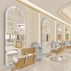 Factory Wholesale Hair Salon Furniture Aluminum Floor <b>Mirror</b> Touch Control <b>Smart</b> LED Beauty Barber Salon Golden <b>Mirrors</b> - Product Image 4