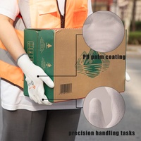 Gants de sécurité économiques EN388 en polyester enduit de PU, gants blancs sans couture en tricot Snell pour la manipulation de composants en atelier
