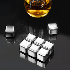 Cubitos de Hielo Cuadrados de Acero Inoxidable, Paquete de 6, Piedras Enfriadoras para Whisky, Uso en Fiestas - Product Image 2