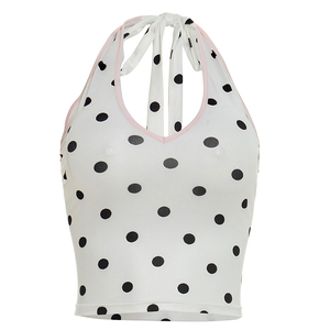 Viviblook Y26ST096 Ensemble d'été pour femme, style streetwear sexy, nouveau débardeur dos nu à pois avec blocs de couleur et short, ensemble deux pièces - Product Image 6