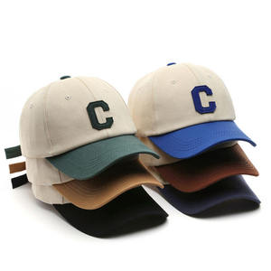 Casquette de baseball vintage bicolore style Dad Hat avec broderie appliqué<span class=keywords><strong>e</strong></span> lettre <span class=keywords><strong>C</strong></span> multicolore ajustable streetwear - Product Image 6