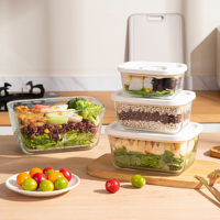 Boîte de conservation alimentaire sous vide en verre moderne, conservation de la fraîcheur, récipient alimentaire hermétique, cuisine et retour à l'école