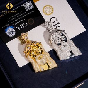 Nuevo Colgante de Moissanita VVS de Moda, Chapado en Oro, Plata de Ley 925, Colgante de Jesús con Incrustaciones de Moissanita Estilo Hip Hop, Certificado GRA - Product Image 5