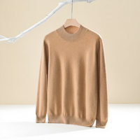 Pull en cachemire 100 % tricoté pour homme, col semi-montant, chaud, respirant, motif uni, 300g, collection automne-hiver, incontournable et tendance