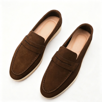 Mocassins pour hommes en daim de vache pleine fleur, style britannique, légers, doublés en microfibre, chaussures décontractées