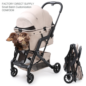 Passeggino Pieghevole a 4 Ruote per Cani e Gatti di Piccola/Media Taglia, Chiusura Rapida con Un Solo Tocco, Copertura Parasole, Freno a Pedale, Capacità 30kg, Ideale per Viaggi - Product Image 1