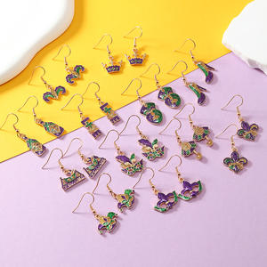 Mardi Gras Shinny Ohrringe Damen Stylish Festival Jester Hat und Iris Mask Shaped Carnival Party Supplies für Mädchen - Product Image 3