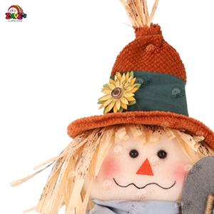 Плюшевый соломенный пугало-забавник Zaves Orange 13 дюймов с большими шляпами, украшение для осенней вечеринки в честь урожая, милые унисекс-куклы для использования в помещении - Product Image 3