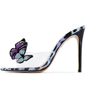 Sandales sexy à bout ouvert pour femmes, grande taille 46, chaussures habillées colorées d'été, mules à talons hauts en PVC - Product Image 5