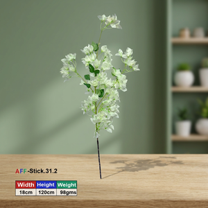 Fleurs artificielles blanches en soie, branches de bougainvillier AFF Stick 31.2 - Product Image 2