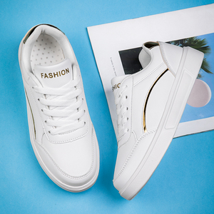 Zapatos para caminar de marca para mujer, zapatillas informales, zapatillas con plataforma de PU para mujer, zapatos clásicos blancos cómodos para skateboarding, antideslizantes - Product Image 5