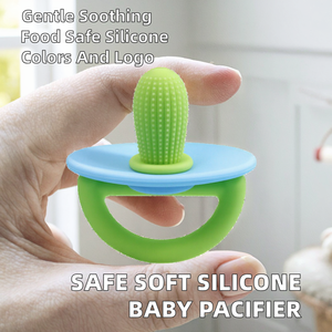 Anneau de dentition en silicone souple anti-sucette en forme de cactus, de qualité alimentaire, pour bébé, bâtonnet de massage des gencives, bouclier de sécurité, jouet à mâcher pour nourrisson, stérilisable à l'eau bouillante - Product Image 2