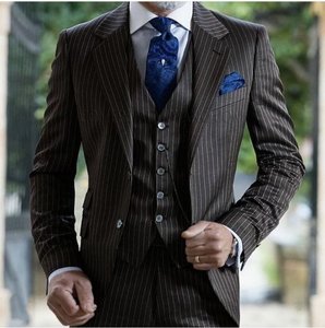 Dark Grey Stripe Mens Suits 3 Pieces Suit Terno Slim Fit Formal Office Wedding Groom Tuxedo <strong>Tailcoat</strong> for Men - Product Image 2