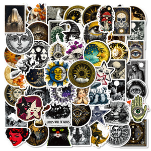 56Pcs Retro Bói Toán Mặt Trời Mặt Trăng Graffiti Dán Cho Chai Máy Tính Xách Tay Trang Trí Nội Thất Gothic Thiên Văn Học Sticker - Product Image 1