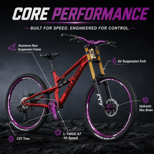 Bicicleta de Montaña de Aluminio de 27.5 Pulgadas con Suspensión Completa, 10 Velocidades, Soft Tail, Downhill, MTB, Frenos de Disco Hidráulicos ZL-AL-02M - Product Image 4