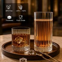 Verres à whisky à l'ancienne en verre clair à côtes pour cocktails, rhum, bière, jus, whisky, lait, vente en gros